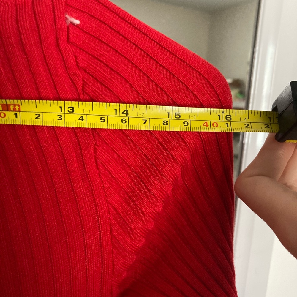 H&M Red Ribbed Long Sleeve Bodycon Midi Dress - Picture 6 of 10
